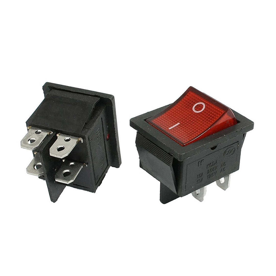  INTERRUPTOR ROJO PRENDE Y APAGA 4 PINES JCM 20A LAMPARA KDC4-006AR   
