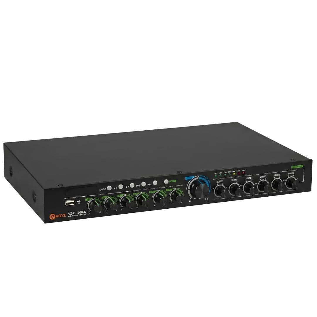  AMPLIFICADOR DE ZONA 6 ZONE 240w RMS VOYZ /  BLUETOOTH /  USB /  FM MODE 2 MIC /  SONIDO PROFESIONAL  